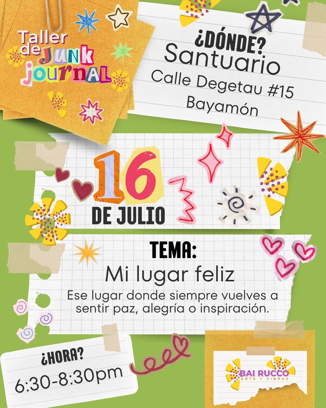 16 de julio: Taller de Junk Journal - Mi lugar feliz