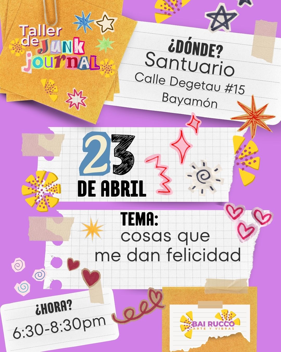 23 de abril: Cosas que me dan felicidad - Taller de Junk Journal