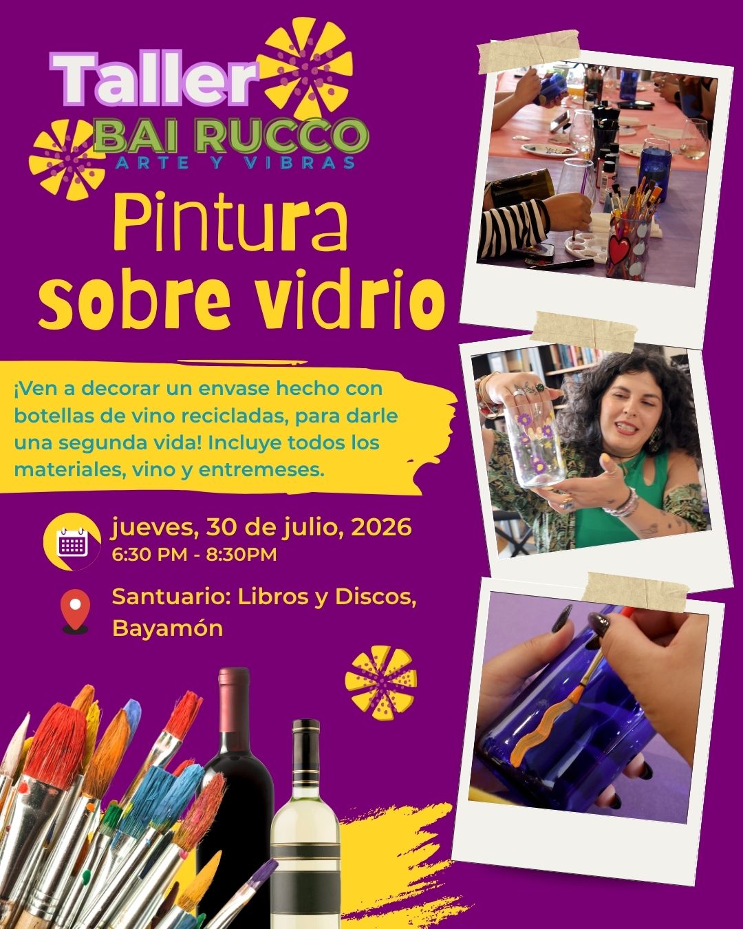 30 de julio: Taller Bai Rucco- Pintura sobre vidrio