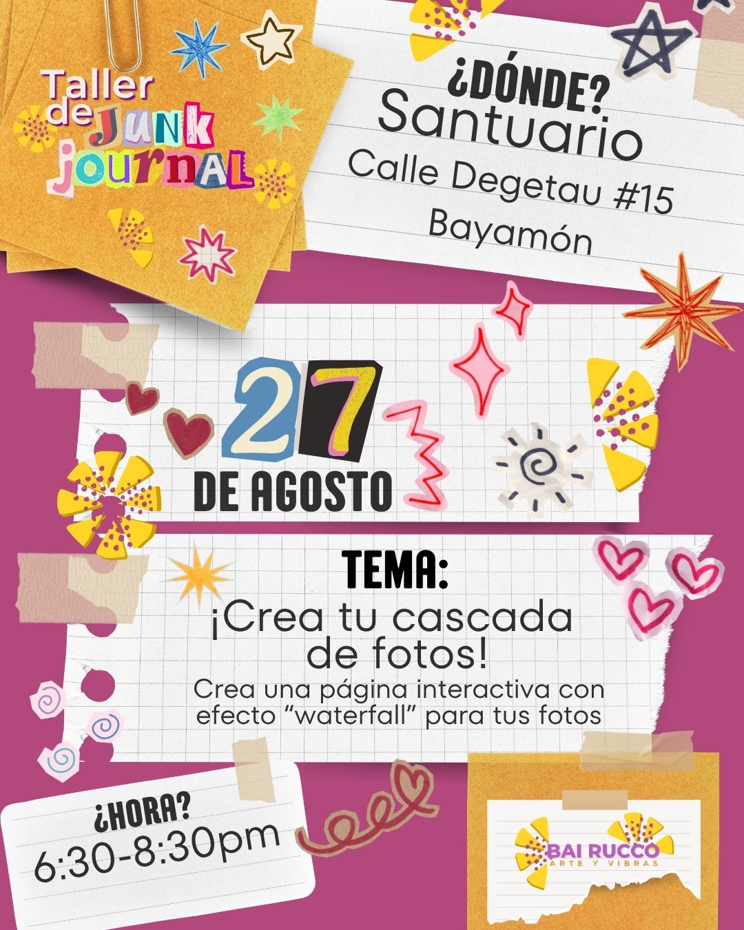 27 de agosto: Taller de Junk Journal - ¡Crea tu cascada de fotos!